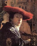 Jan Vermeer Girl with Red Hat oil painting reproduction